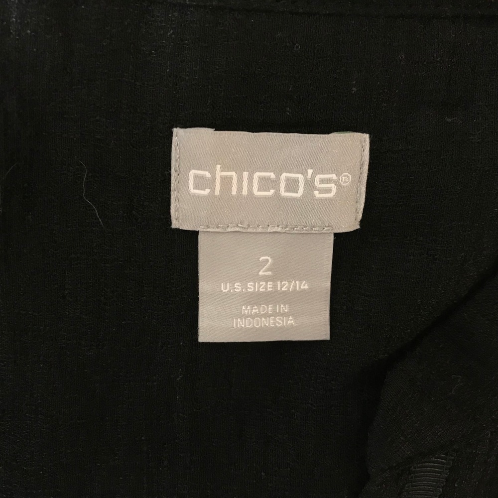 Chicos Black Textured Button Front Collarless Shi… - image 7
